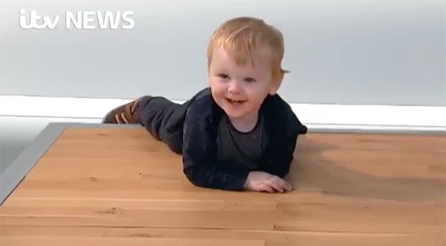 One happy little chappy. Picture: ITV News