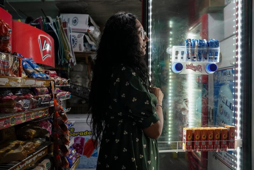 Claudia González visits a store near her home in Tamaulipas, roughly 50 miles south of the Texas-Mexico border.