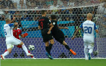 <p>The moment Badelj scored Croatia’s first goal </p>