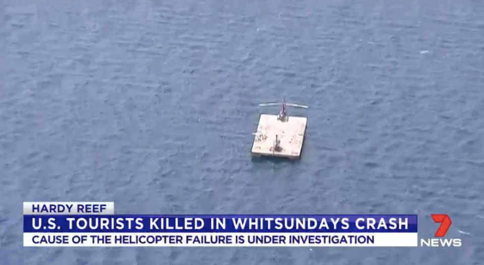 The pontoon site where the helicopter crashed. Source: 7 News