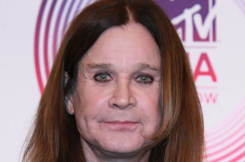 Ozzy Osbourne arrives in the Winners Room at the MTV Europe Music Awards in Glasgow in 2014. File Photo by David Silpa/UPI