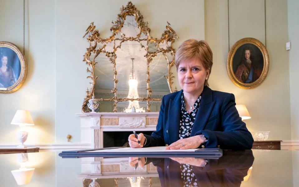 Nicola Sturgeon signs her resignation letter to King Charles - Jane Barlow/PA