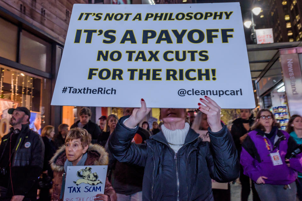 Protesting the Republican tax bill