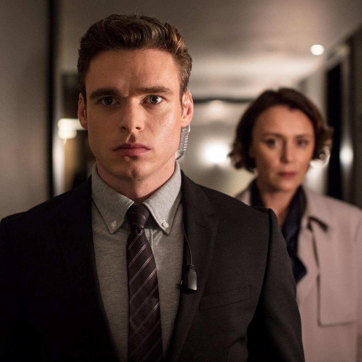 Richard Madden as David Budd in the BBC series Bodyguard - WARNING: Use of this copyright image is subject to the terms of use of BBC Pictures' Digital Picture Service (BBC Pictures) as set out at www.bbcpictures.co.uk. In particular, this image may only be published by a registered User of BBC Pictures for editorial use for the purpose of publicising the relevant BBC programme, personnel or activity during the Publicity Period which ends three review weeks following the date of transmission and provided the BBC and the copyright holder in the caption are credited. For any other purpose whatsoever, including advertising and commercial, prior written approval from the copyright holder will be required.