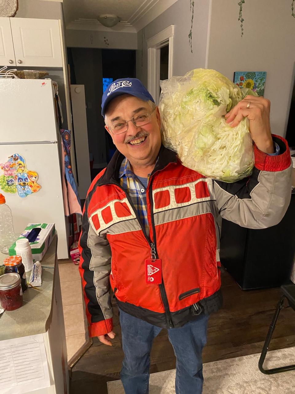 Whatì gardener Jim Stauffer purchased half of Sorensen's cabbage and plans to make soup with it. 