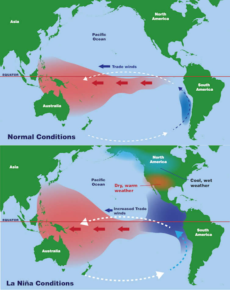 Dos mapas anotados del Océano Pacífico