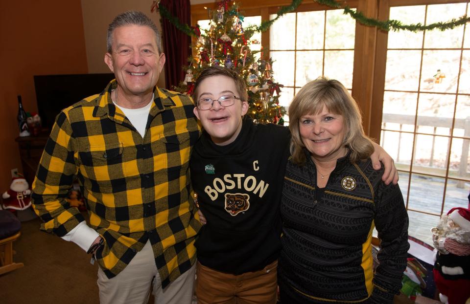 Liam Fitzgerald, 15, of Northborough, with parents Christine and Bill, Dec. 29, 2022. 