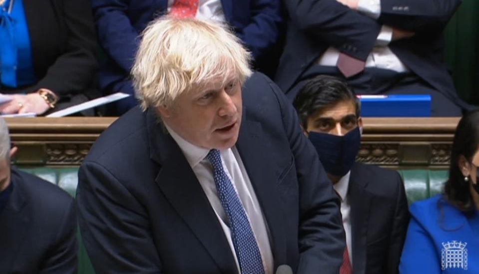 Prime Minister Boris Johnson speaks during Prime Minister’s Questions in the House of Commons, London. Picture date: Wednesday December 8, 2021. (PA Wire)