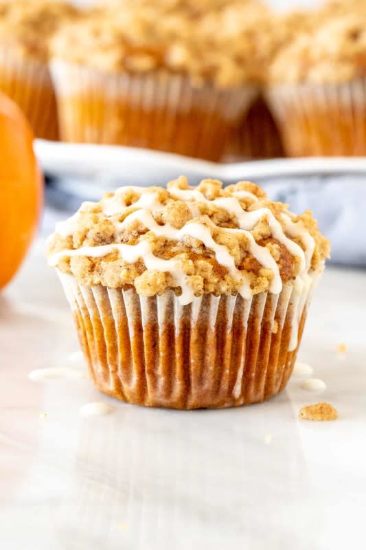<p>Just So Tasty</p><p>These pumpkin streusel muffins are soft and moist with a warm pumpkin spice flavor. Topped with crunchy cinnamon streusel and drizzle of vanilla glaze—you’ll bake these again and again. </p><p><strong>Get the recipe: <em><a href="https://www.justsotasty.com/pumpkin-streusel-muffins/" rel="nofollow noopener" target="_blank" data-ylk="slk:Pumpkin Streusel Muffins;elm:context_link;itc:0;sec:content-canvas" class="link ">Pumpkin Streusel Muffins</a></em></strong></p>