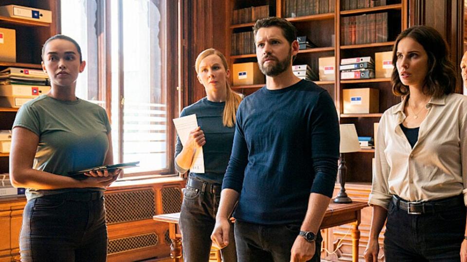 Vinessa Vidotto, Eva-Jane Willis, Luke Kleintank, and Heida Reed star in “FBI: International” on CBS