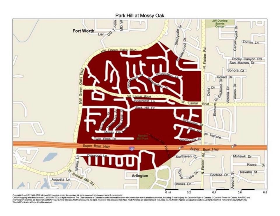 The City of Arlington will conduct targeted ground spraying for West Nile Virus in the area around Park Hill Drive and Mossy Oak Street.