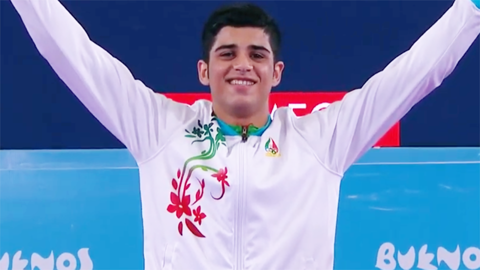 Navid Mohammadi after winning gold. Image: IOC