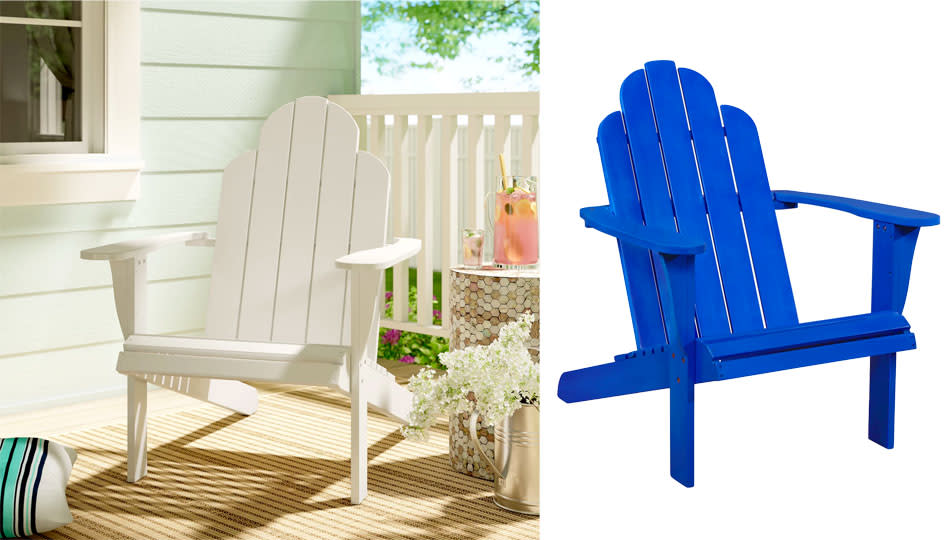 The Selkirk Solid Wood Adirondack Chair comes in traditional white or electric blue. (Photo: Wayfair)