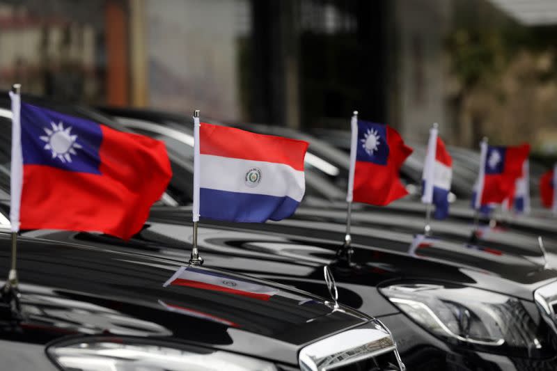 Taiwan and Paraguay flags in Taipei