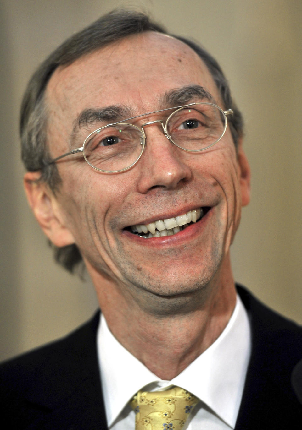 Swedish scientist Svante Paabo smiles in Leipzig, Germany, on Nov. 23, 2012. On Monday, Oct. 3, 2022 the Nobel Prize in physiology or medicine was awarded to Swedish scientist Svante Paabo for his discoveries on human evolution. (Hendrik Schmidt/dpa via AP)