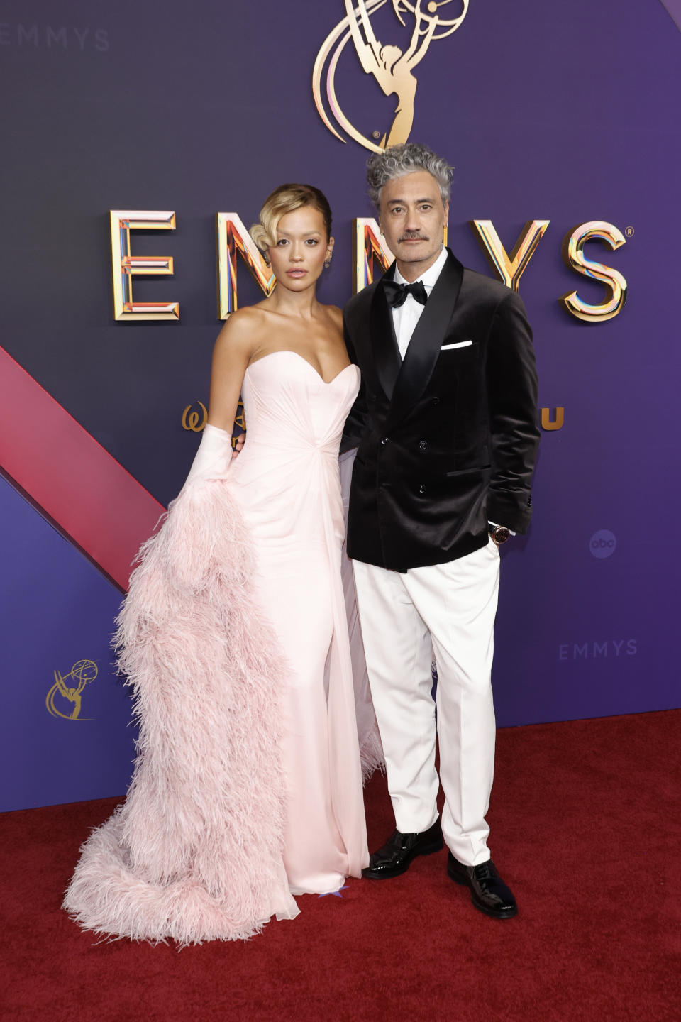 LOS ANGELES, CALIFORNIA - SEPTEMBER 15: (L-R) Rita Ora and Taika Waititi attend the 76th Primetime Emmy Awards at Peacock Theater on September 15, 2024 in Los Angeles, California. (Photo by Frazer Harrison/Getty Images)