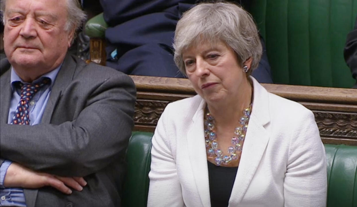 Ken Clarke and Theresa May listen as Shadow Brexit secretary Keir Starmer responds to Brexit Secretary Stephen Barclay's statement on the Government's new Brexit in the House of Commons, London. (Photo by House of Commons/PA Images via Getty Images)