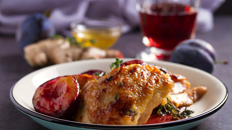 Asian chicken with red wine