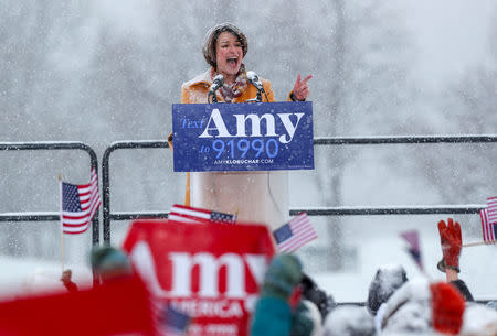 U.S. Senator Amy Klobuchar declares her candidacy for the 2020 Democratic presidential nomination in Minneapolis, Minnesota, U.S., February 10, 2019. REUTERS/Eric Miller