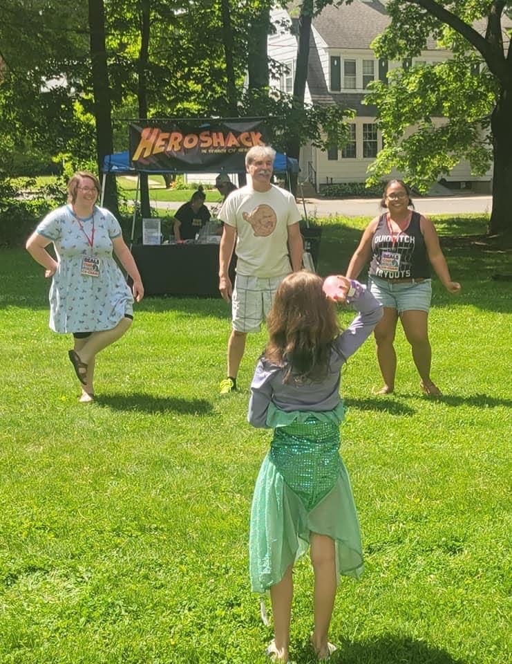 On Saturday, June 4, the Beals Memorial Library wrapped up the Beals con event with an announcement that the library was able to raise $515  and to celebrate the accomplishment kids could volunteer to throw water balloons at the library director and the two event organizers.