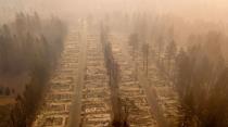 <p>In this aerial photo, a burned neighborhood is seen in Paradise, California on Nov. 15, 2018. The toll in the deadliest wildfires in recent California history climbed to 59 on Nov. 14, 2018, as authorities released a list of 130 missing people. (Photo from Josh Edelson/AFP/Getty Images) </p>