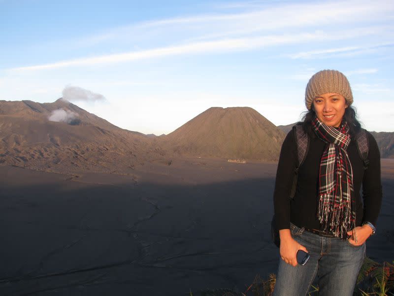 Ratih Purwarini, a doctor who passed away due to coronavirus disease, is pictured at Bromo Tengger Semeru National Park in Pasuruan