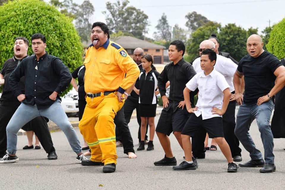 Maori mourners performing outside the church | DEAN LEWINS/EPA-EFE/Shutterstock