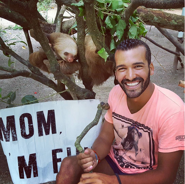 Posing with some sloths in Costa Rica. 