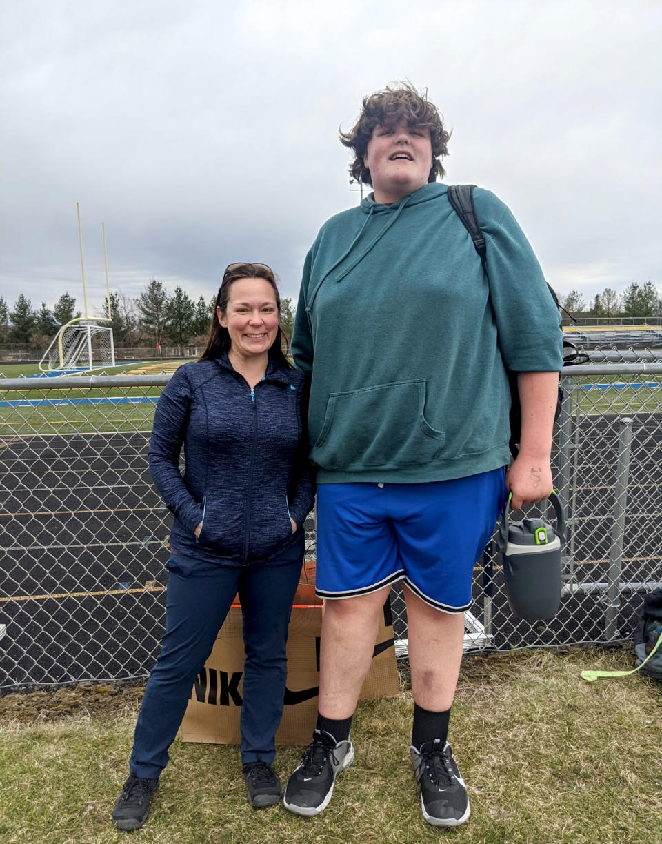 Family friend Kara Pattison found size 22 sneakers for Eric Jr. at a Nike outlet.  (Courtesy Rebecca Kilburn)