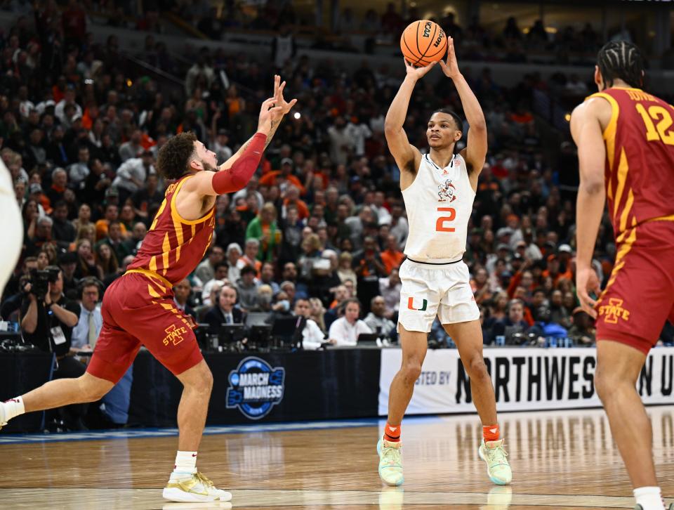 Miami guard Isaiah Wong (2) averages 16.2 points, 4.3 rebounds and 3.4 assists per game for the Hurricanes.