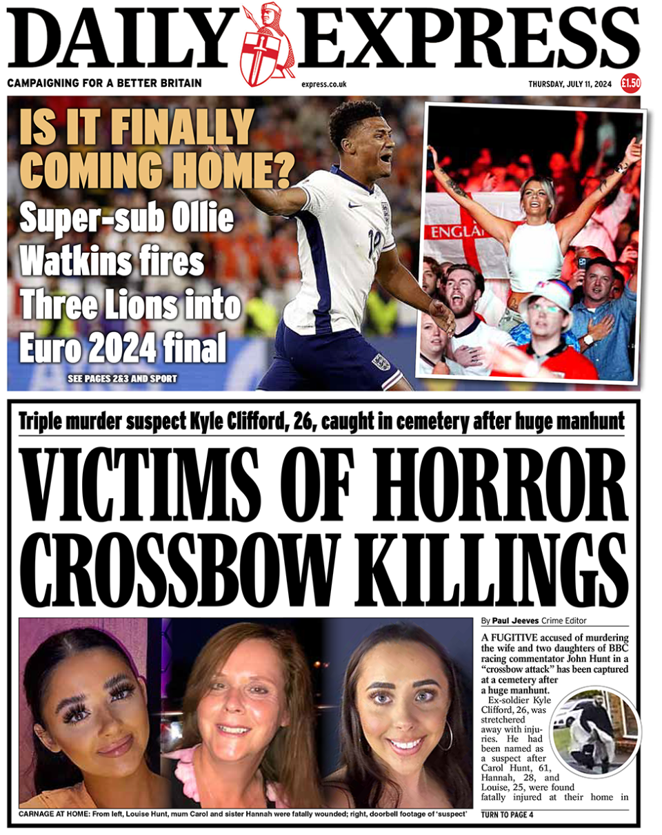 Daily Express front page for 11/07/24