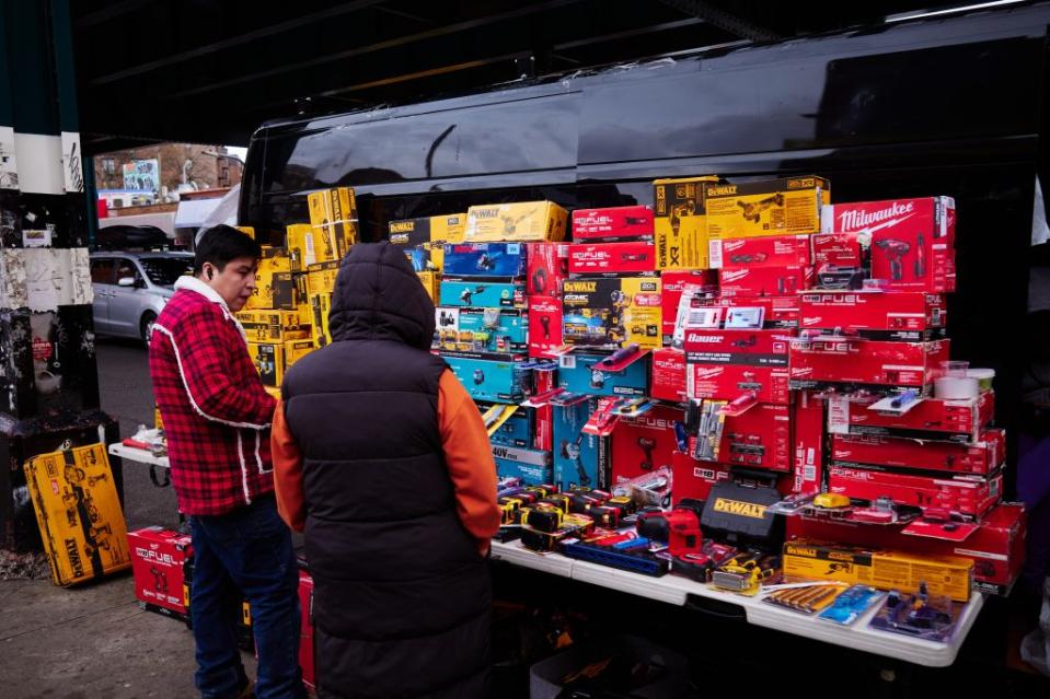 Power tools on display near Roosevelt Avenue on April 13, 2024. NYPJ for New York Post