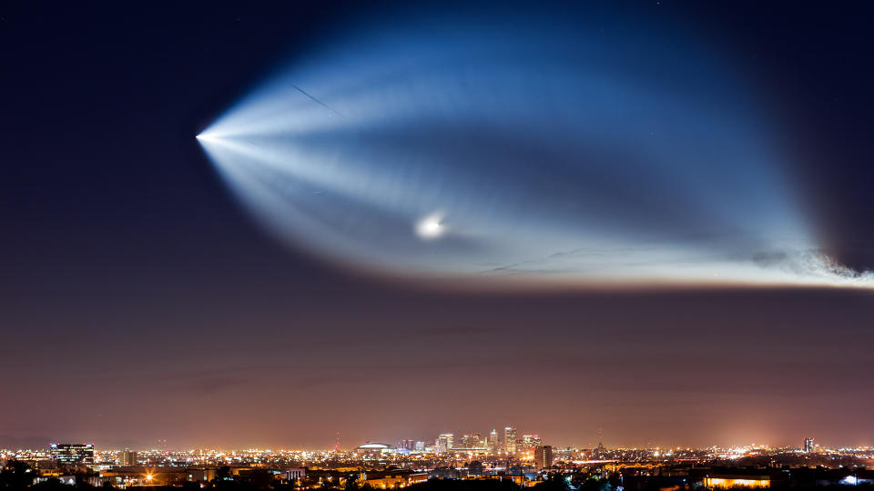 The SpaceX Falcon 9 rocket over Phoenix Arizona