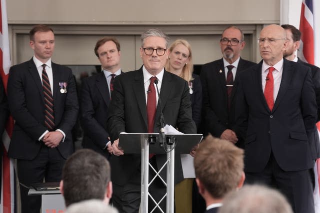 Labour Party leader Sir Keir Starmer and shadow defence secretary John Healey at the Fusilier Museum in Bury in Greater Manchester, while on the General Election campaign trail 