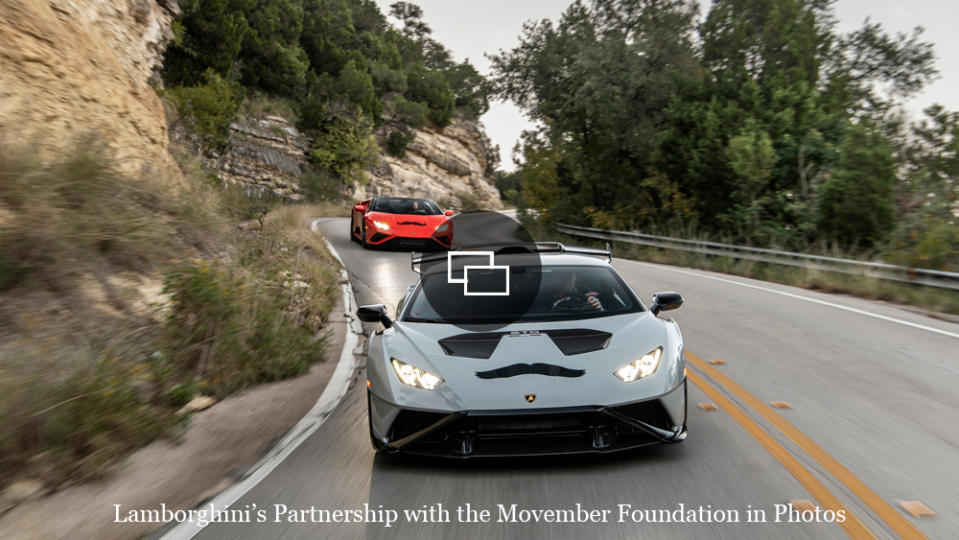 Lamborghini and the Movember Foundation host a drive in Austin, Tex., to raise awareness for men's health issues.