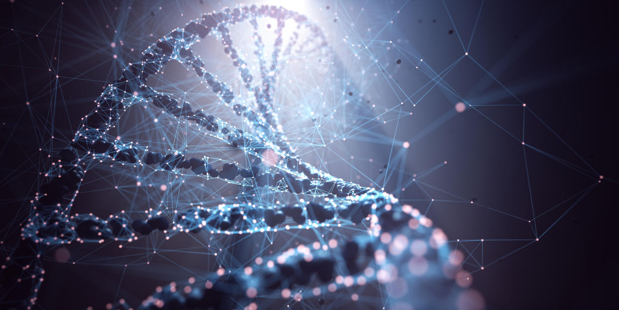 DNA (deoxyribonucleic acid) molecule, illustration.