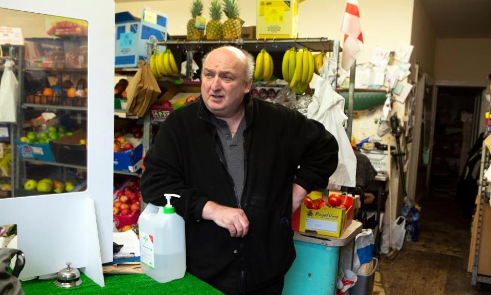 Greengrocer Ian Forber in his shop