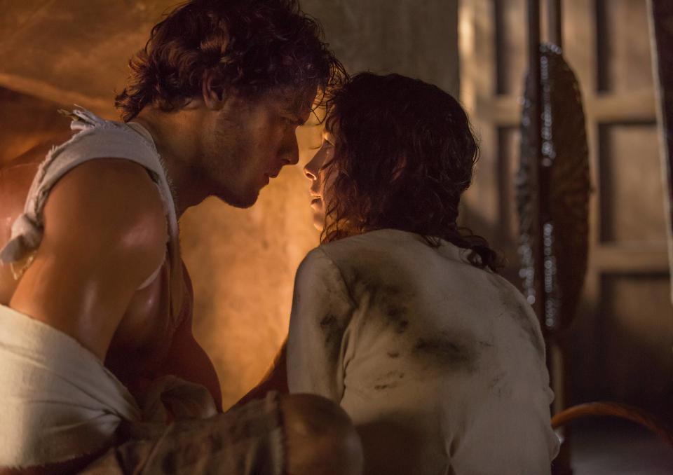 Jamie & Claire become Jamie & Claire – Fire Hug – “Castle Leoch” – Season 1, Episode 2