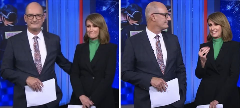 Sunrise's Kochie attempted to comfort Nat when she began tearing up. Photo: Seven