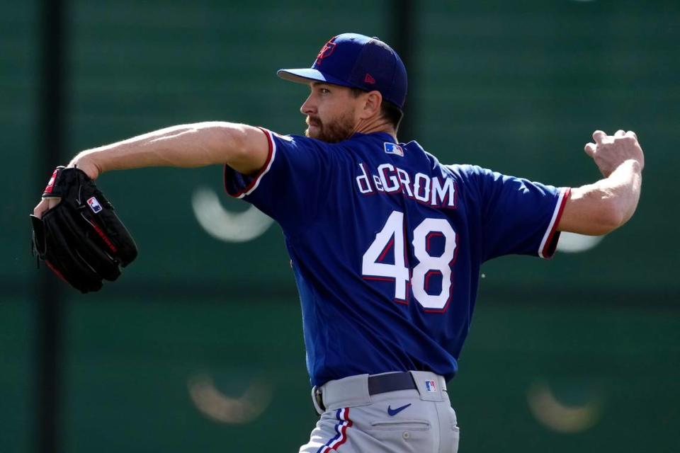 Pitcher Jacob deGrom is the key piece to the Rangers’ overhaul of its starting pitching staff.