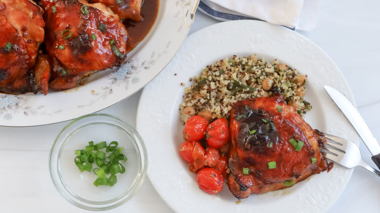 glazed chicken thighs with quinoa