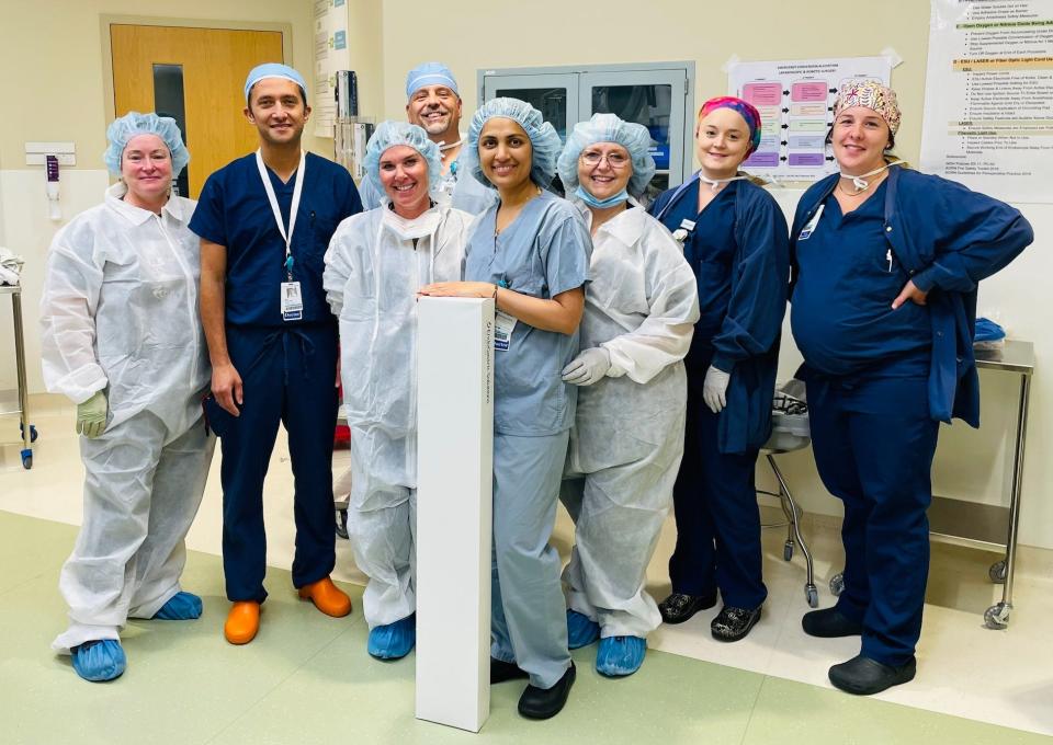 Wentworth-Douglass Hospital successfully performed its first Transoral Incisionless Fundoplication procedure on July 14. Pictured here are members of the team involved.