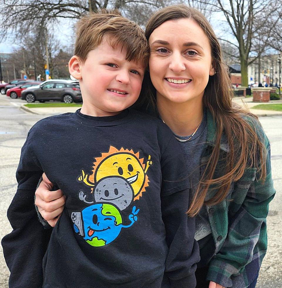 Amanda Skoczalek, 33, traveled from the Philadelphia area with her 6-year-old son Ezra. She surprised him with a "long road trip" to Erie to view his first solar eclipse.