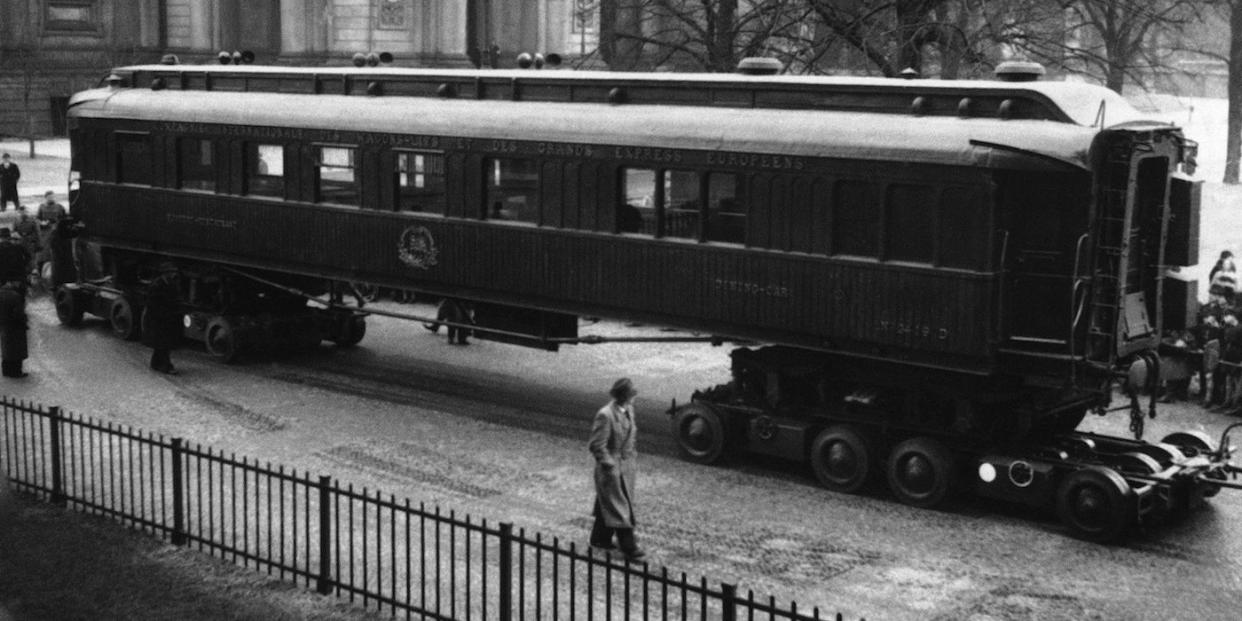 World War I II armistice Hitler train car surrender