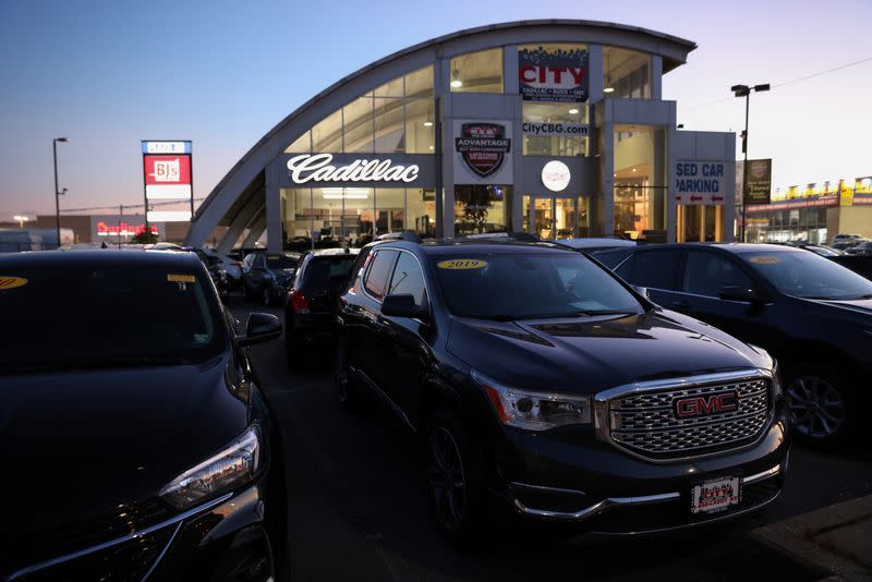 FILE PHOTO: Vehicles of automobile brands belonging to General Motors Company are seen at a car dealership in Queens, New York