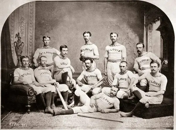 George Bradley (middle top) and the 1876 Brown Stockings. (National Baseball Hall of Fame Library)