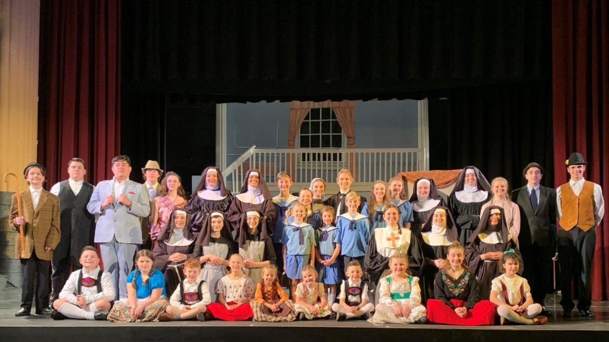 The cast of St. Mary Catholic Central High School's “The Sound of Music” is shown on the stage of the River Raisin Centre for the Arts. The show will be staged this weekend at the RRCA.