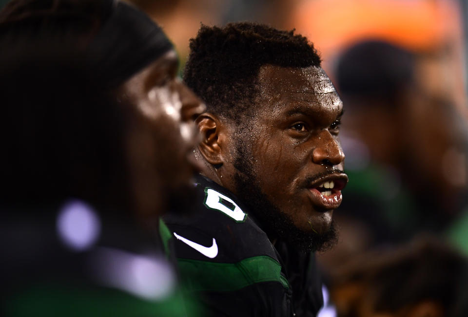 Injured guard Kelechi Osemele was cut by the Jets on Saturday. (Getty Images)