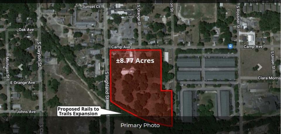A map shows the property on Highland Street that was changed to multi-use zoning. The Mount Dora City Council approved the change at its meeting Tuesday.