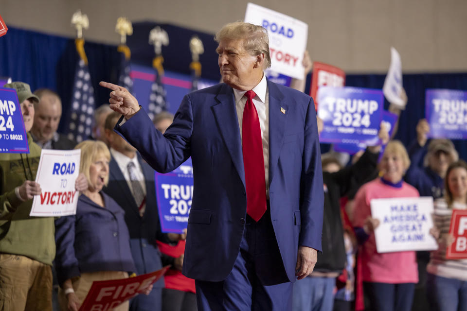 Republican presidential candidate former President Donald Trump speaks, Tuesday, April 2, 2024, at a rally in Green Bay, Wis. (AP Photo/Mike Roemer)